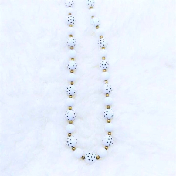 Vintage polka dot bead necklace 22" length rockabilly jewelry - Picture 3 of 3